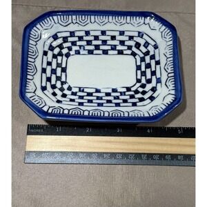 Blue & White 5" Soap Dish ,Rectangular Accent Candy Change Trinkets Jewelry Dish